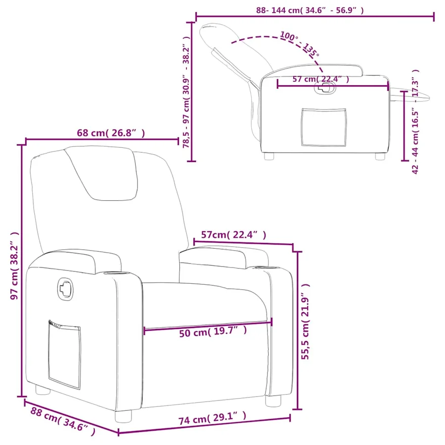 Fauteuil inclinable Marron Similicuir - 11