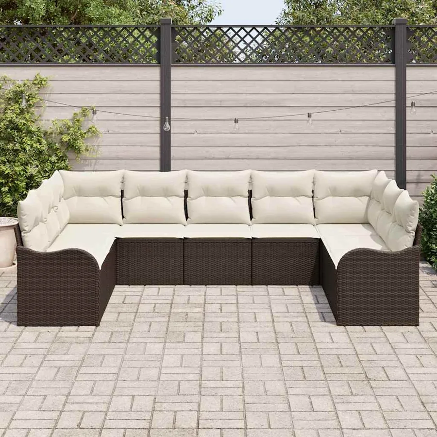 Ensemble de canapé de jardin Marron polyrotin - 3