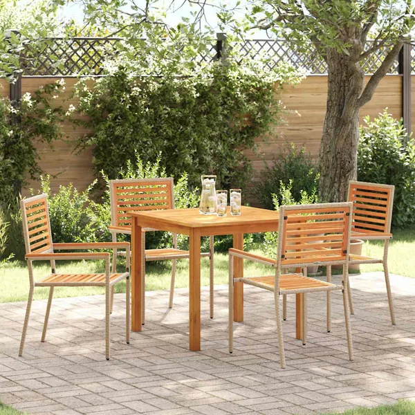 Ensemble de salle à manger pour jardin 5 pcs Beige