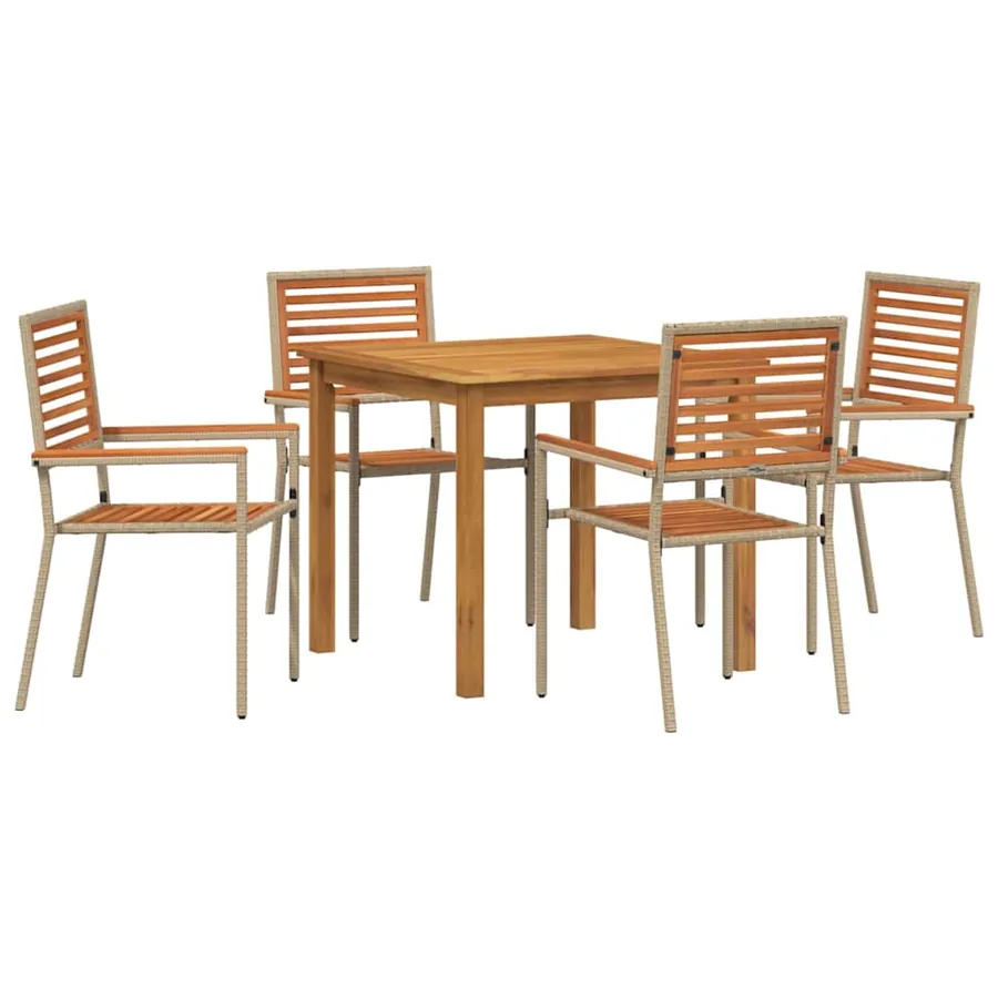 Ensemble de salle à manger pour jardin 5 pcs Beige - 2