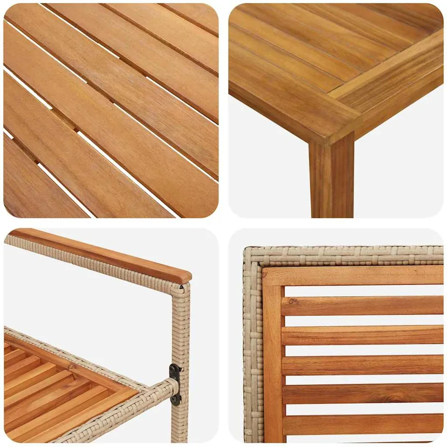 Ensemble de salle à manger pour jardin 5 pcs Beige - 9