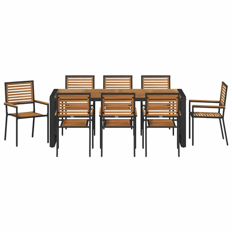 Ensemble de salle à manger pour jardin 9 pcs Noir et Marron - 7