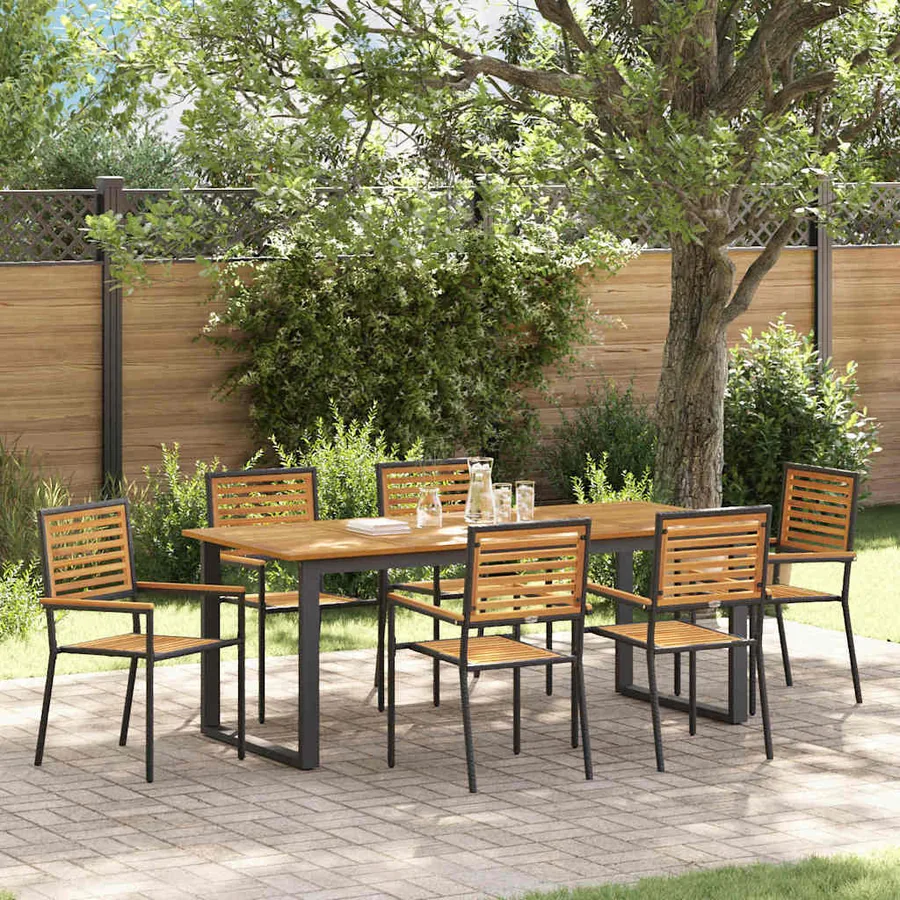 Ensemble de salle à manger pour jardin 7 pcs Noir