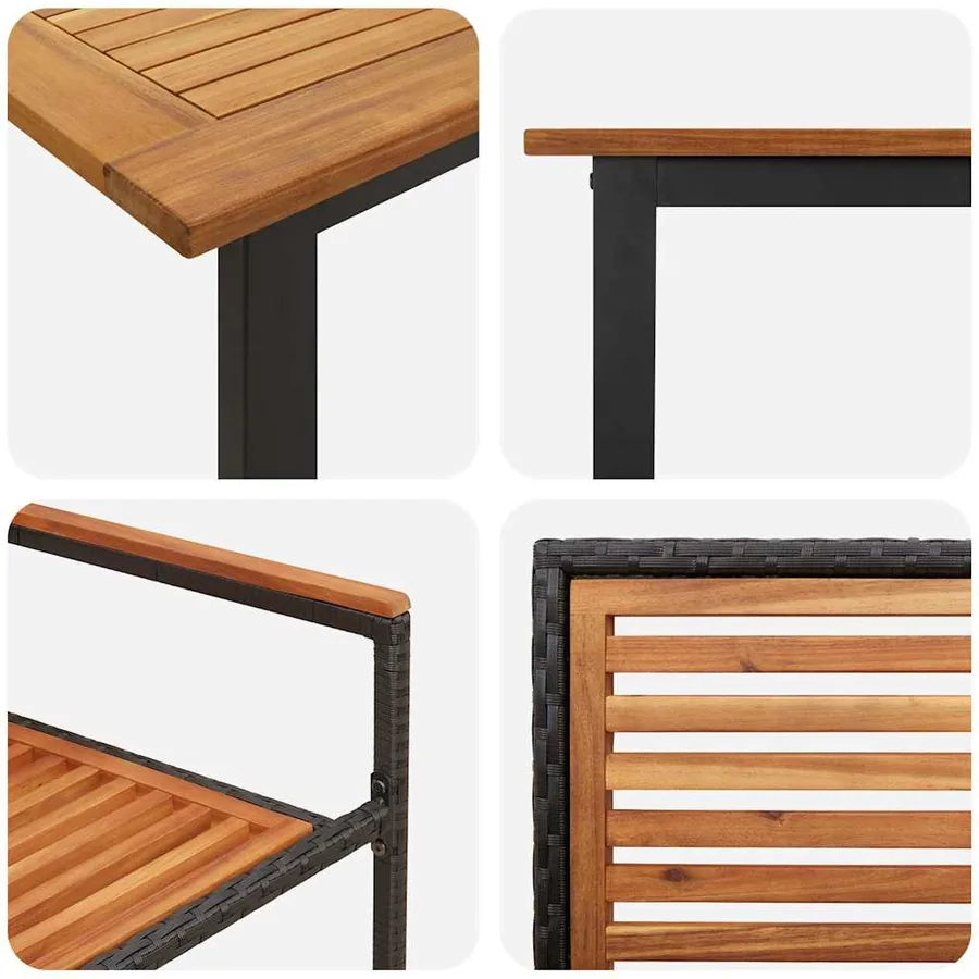 Ensemble de salle à manger pour jardin 7 pcs Noir - 9