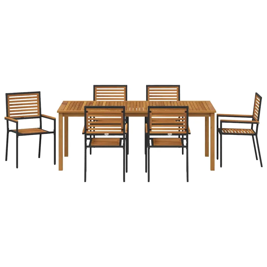Ensemble de salle à manger pour jardin 7 pcs Noir - 7