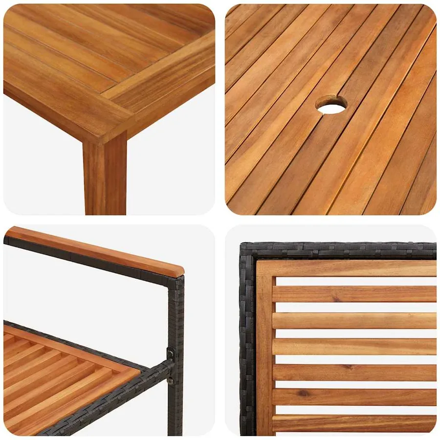 Ensemble de salle à manger pour jardin 7 pcs Noir - 9