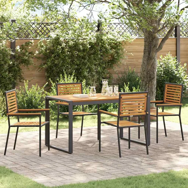 Ensemble de salle à manger pour jardin 5 pcs Noir et Marron