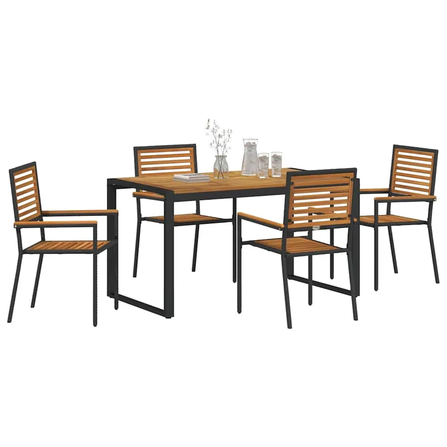 Ensemble de salle à manger pour jardin 5 pcs Noir et Marron - 3
