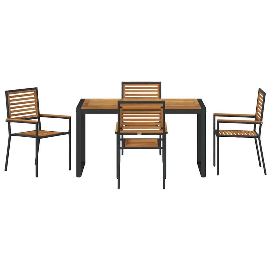 Ensemble de salle à manger pour jardin 5 pcs Noir et Marron - 7