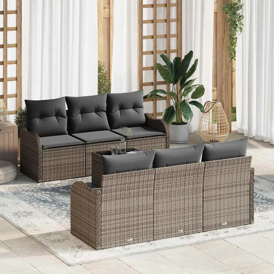 Ensemble de canapé de jardin Gris 55 x 55 x 37 cm polyrotin