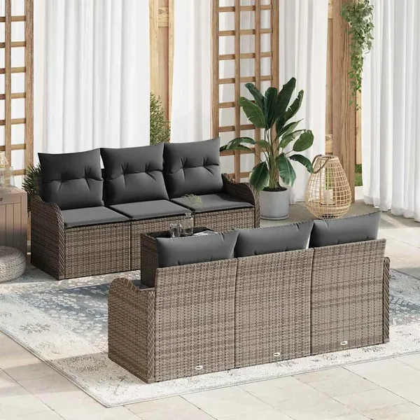 Ensemble de canapé de jardin Gris 55 x 55 x 37 cm polyrotin