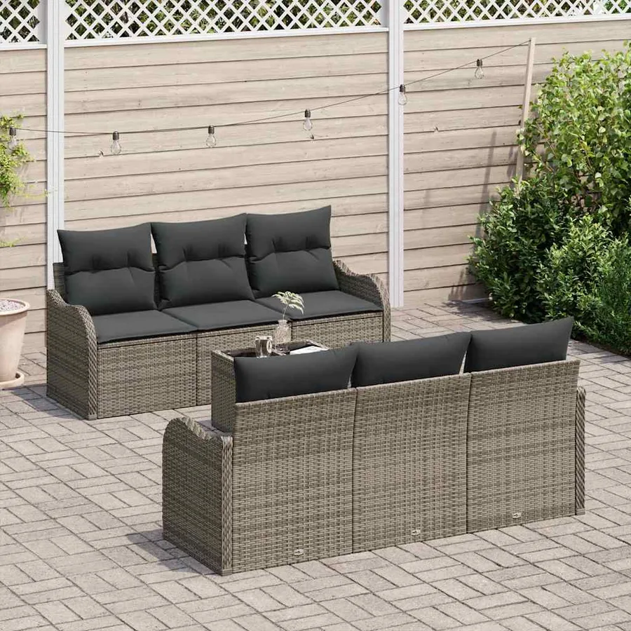 Ensemble de canapé de jardin Gris 55 x 55 x 37 cm polyrotin - 3
