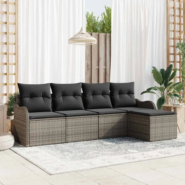 Ensemble de canapé de jardin Gris polyrotin