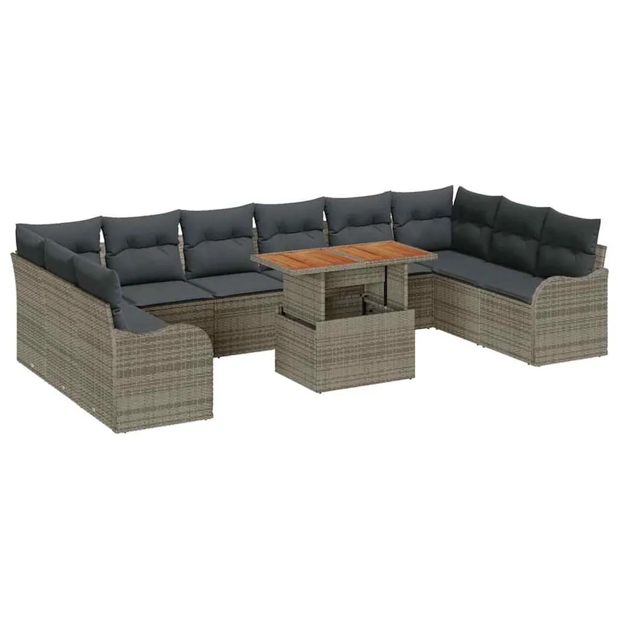 Ensemble de canapé de jardin avec coussin 11 pcs Gris - 2