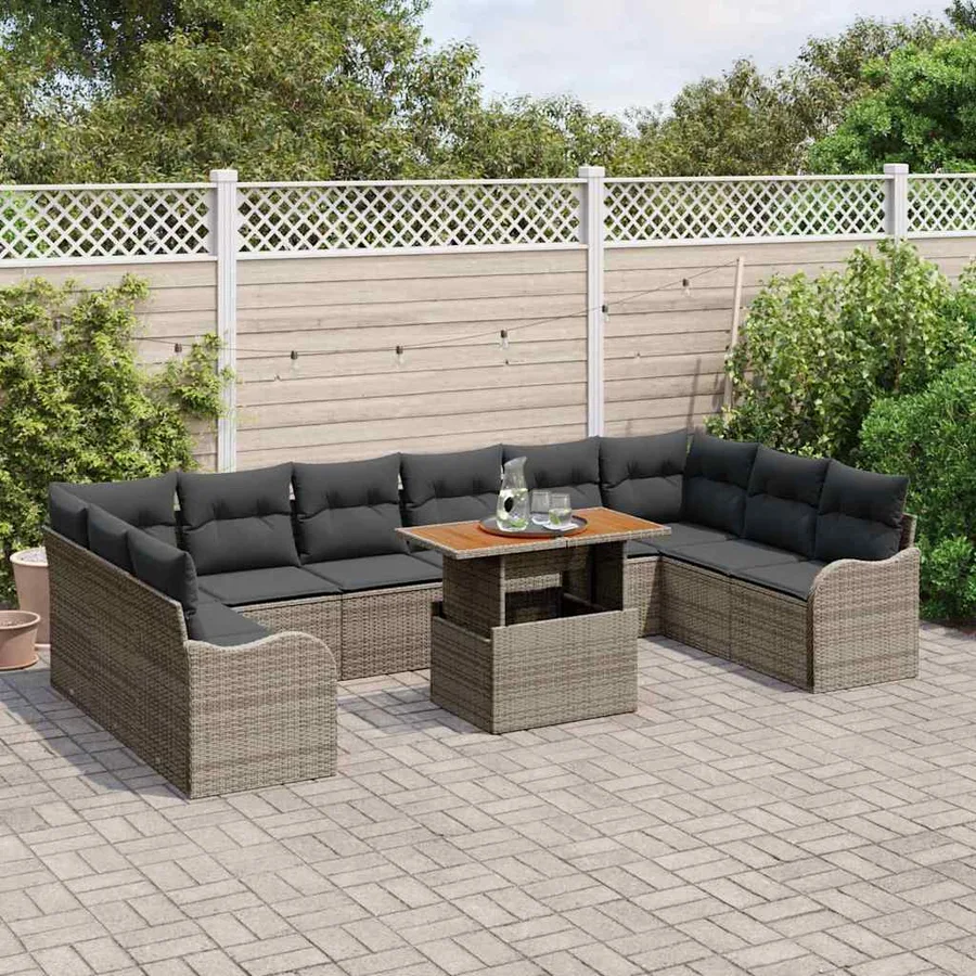 Ensemble de canapé de jardin avec coussin 11 pcs Gris - 3