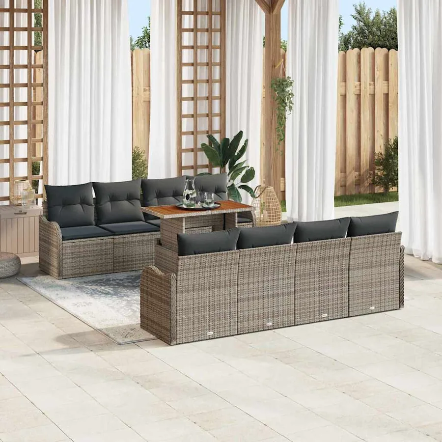 Ensemble de canapé de jardin avec coussin 7 pcs Gris