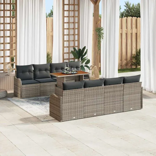 Ensemble de canapé de jardin avec coussin 7 pcs Gris