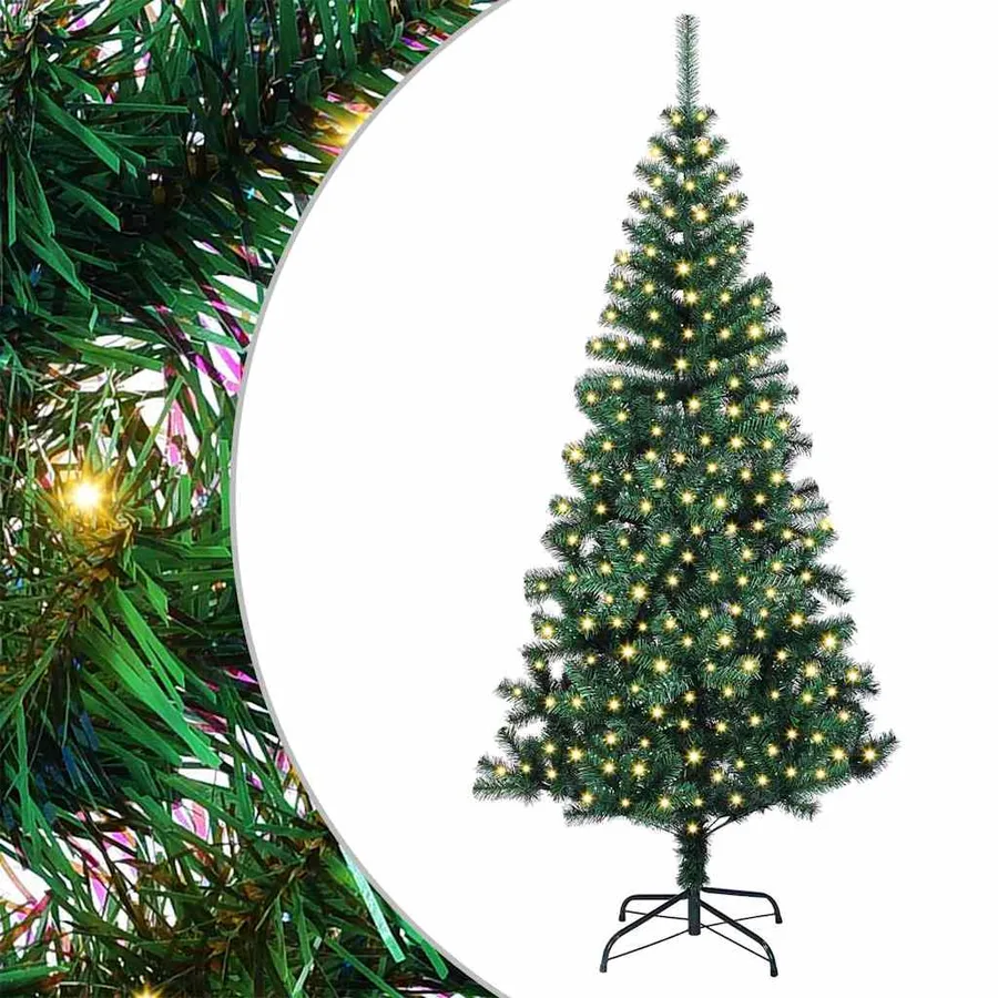 Sapin de Noël artificiel pré-éclairé Vert 210 cm PVC et métal - 2