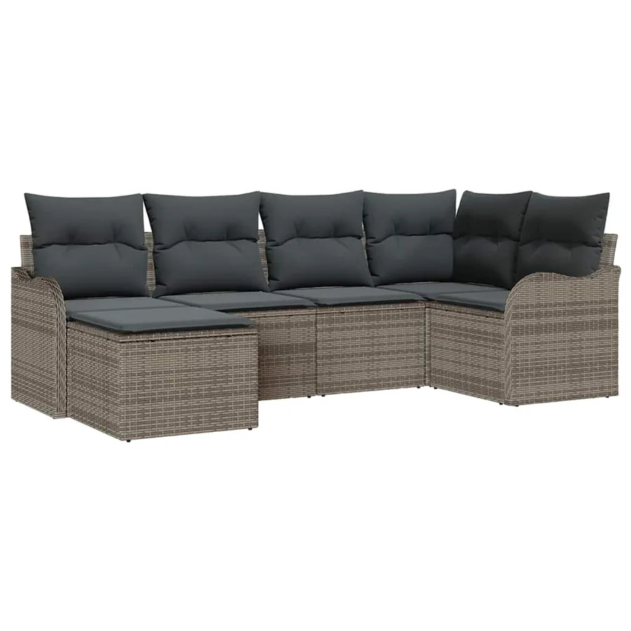 Ensemble de canapé de jardin 6 pcs Gris polyrotin - 2