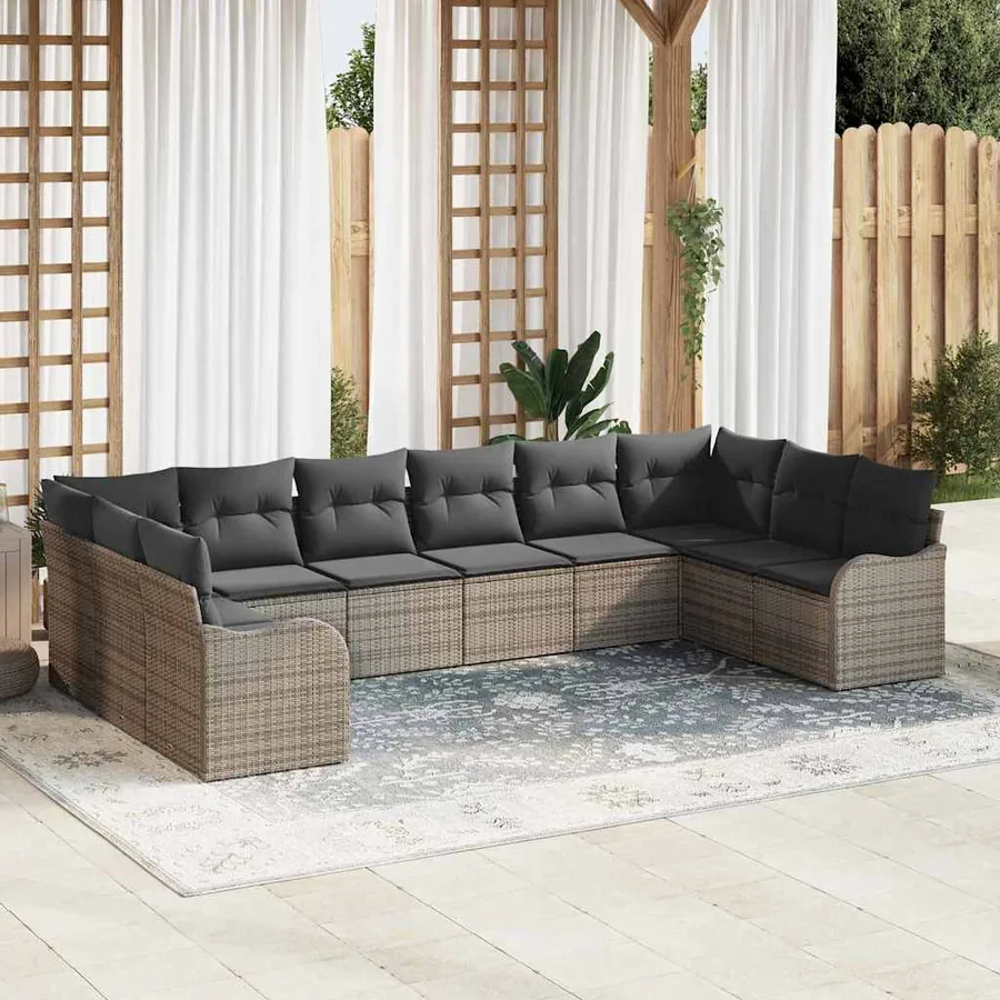 Ensemble de canapé de jardin Gris 344 x 177,5 x 85 cm polyrotin