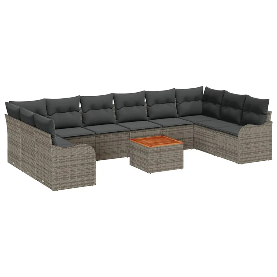 Ensemble de canapé de jardin avec coussin 10 pcs Gris polyrotin - 2