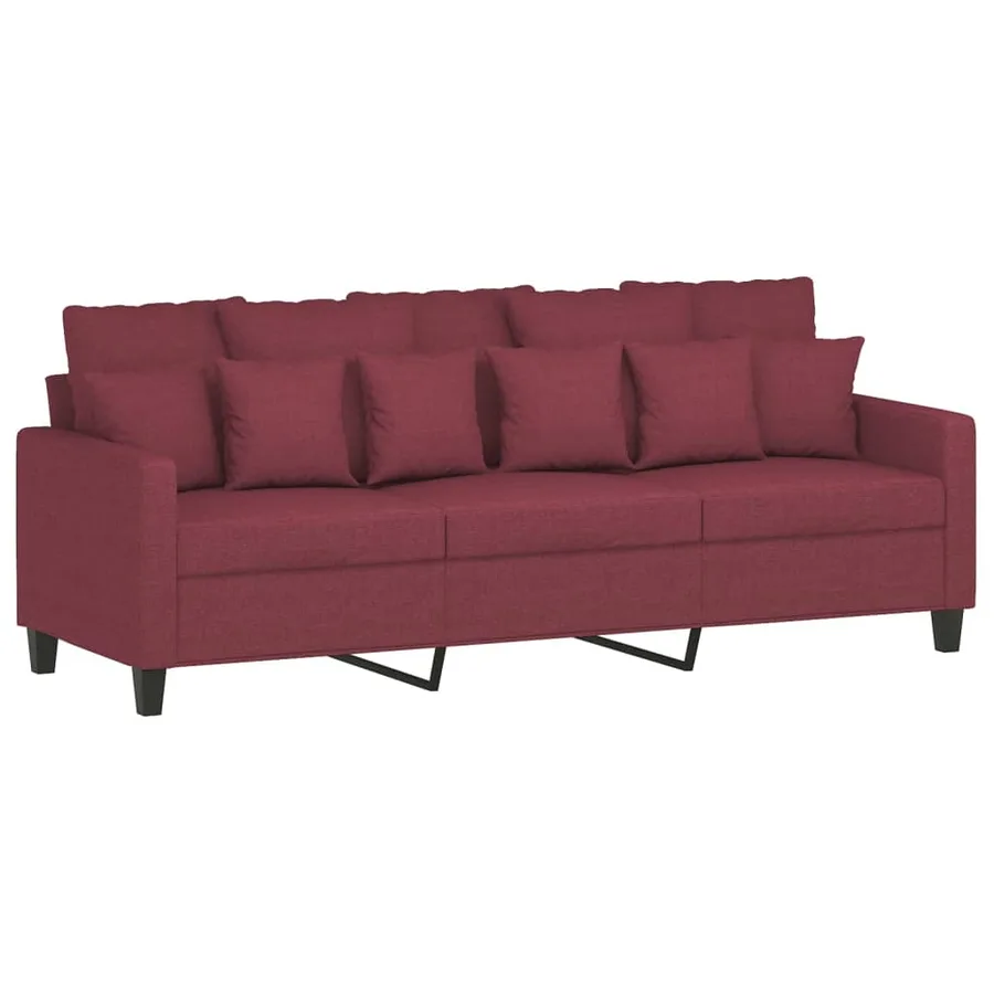 Ensemble de canapés 3 pcs avec coussins rouge bordeaux tissu - 5