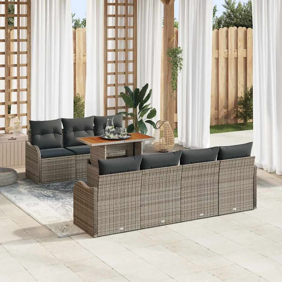 Ensemble de canapé de jardin avec coussin 8 pcs Gris