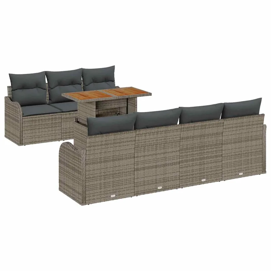 Ensemble de canapé de jardin avec coussin 8 pcs Gris - 2
