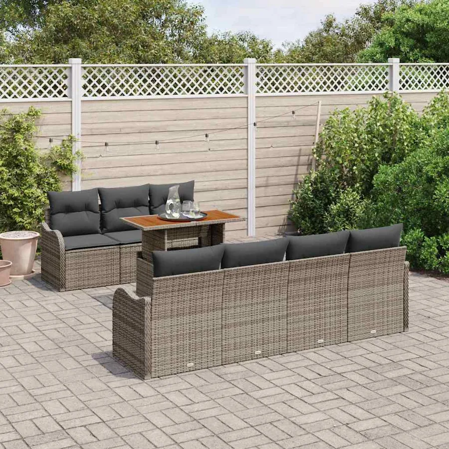 Ensemble de canapé de jardin avec coussin 8 pcs Gris - 3