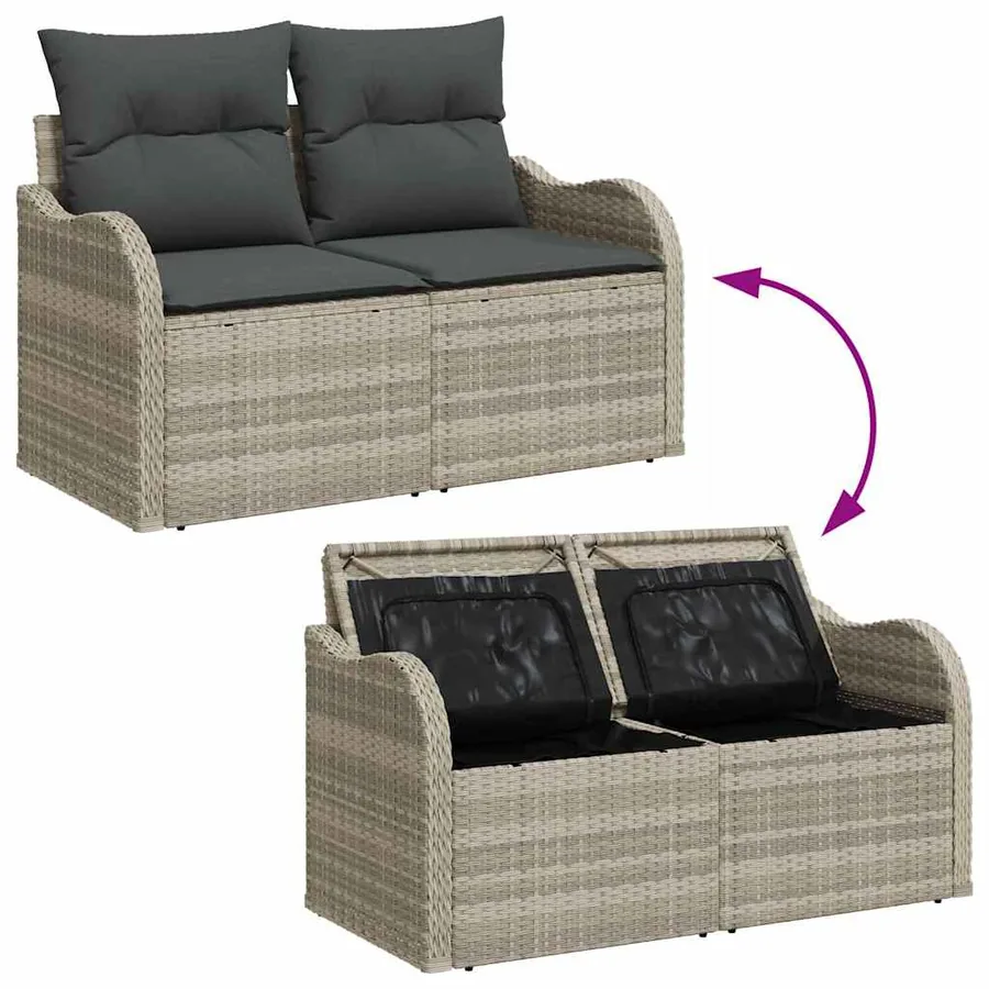 Ensemble de canapé de jardin 9 pcs Gris clair Poly rotin - 12