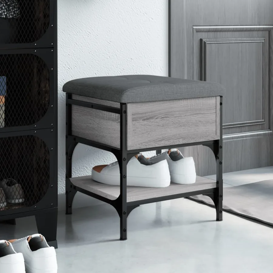 Banc à chaussures sonoma gris 42x42x45 cm bois d'ingénierie