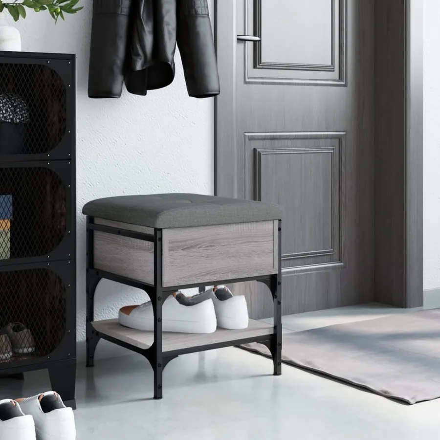 Banc à chaussures sonoma gris 42x42x45 cm bois d'ingénierie - 3
