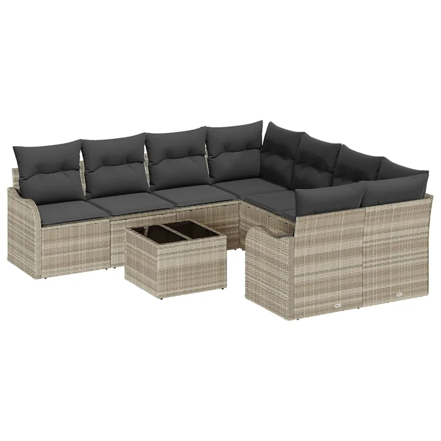Ensemble de canapé de jardin 9 pcs Gris clair et gris foncé - 2