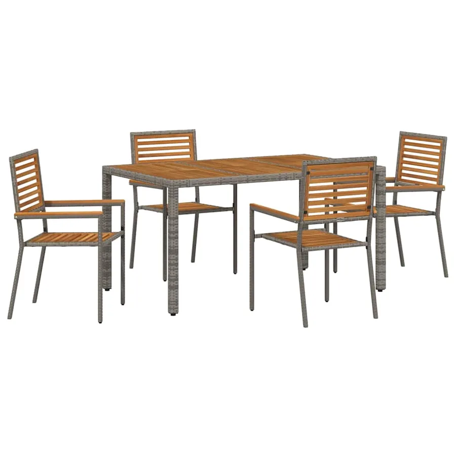 Ensemble de salle à manger pour jardin 5 pcs Gris et marron - 2