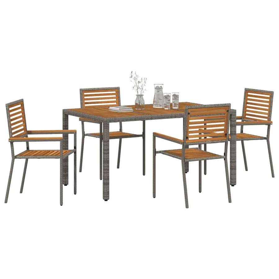 Ensemble de salle à manger pour jardin 5 pcs Gris et marron - 3