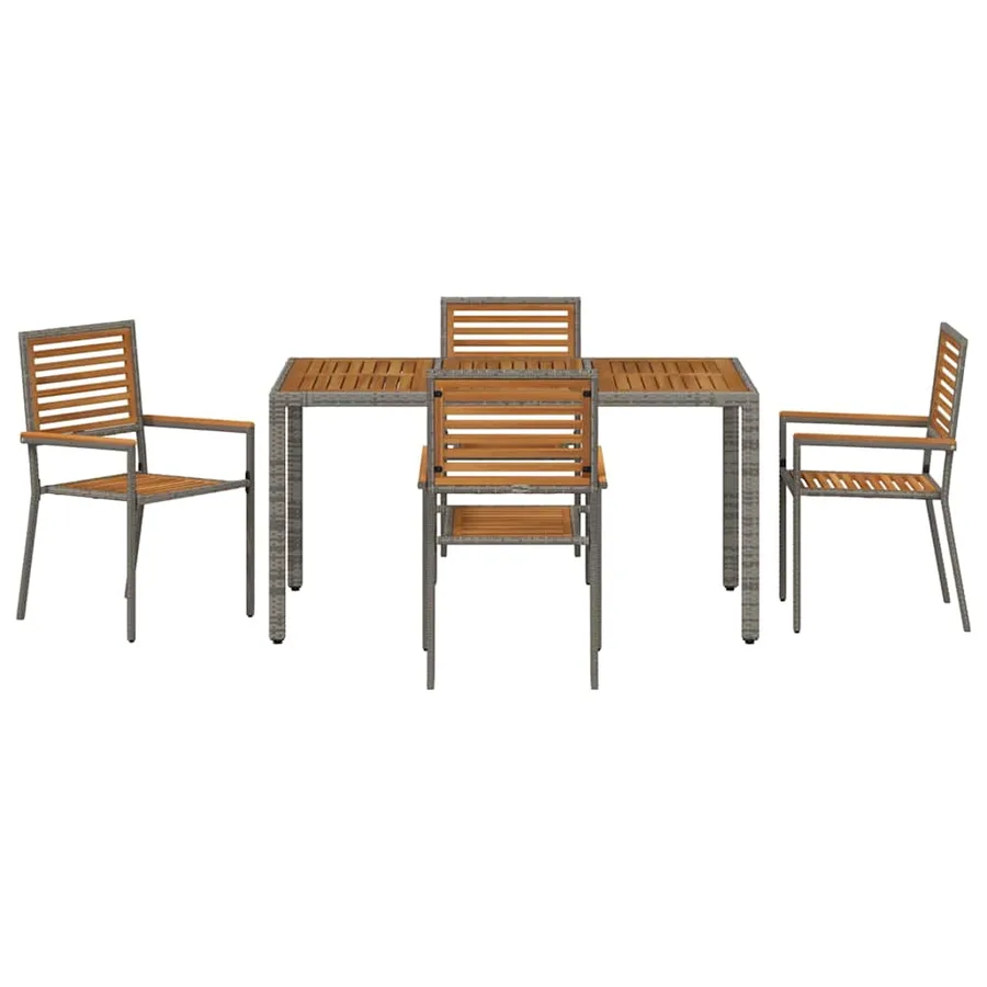 Ensemble de salle à manger pour jardin 5 pcs Gris et marron - 7
