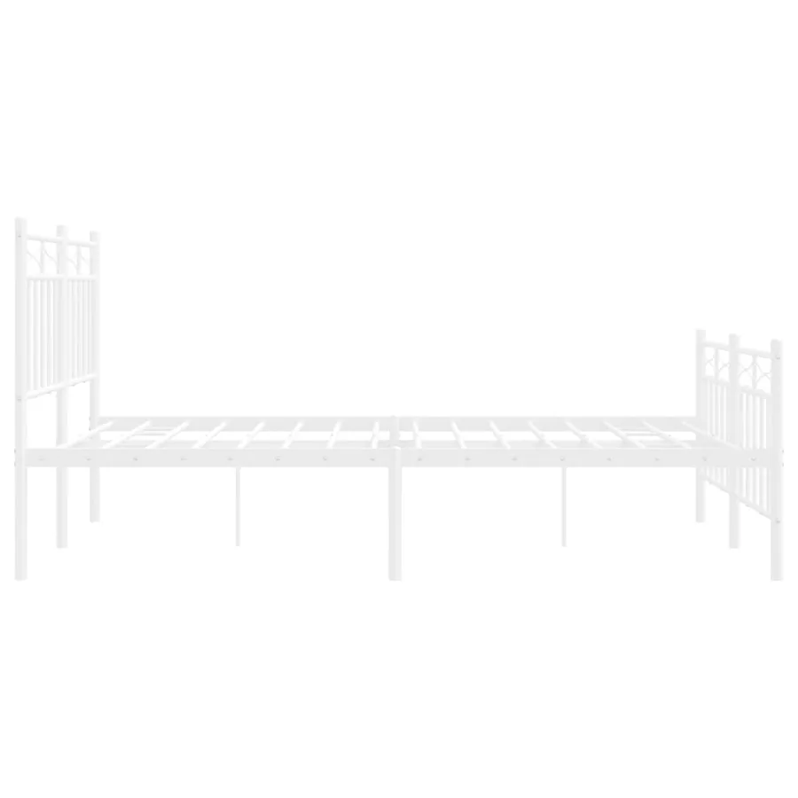 Cadre de lit métal sans matelas et pied de lit blanc 120x190 cm - 6