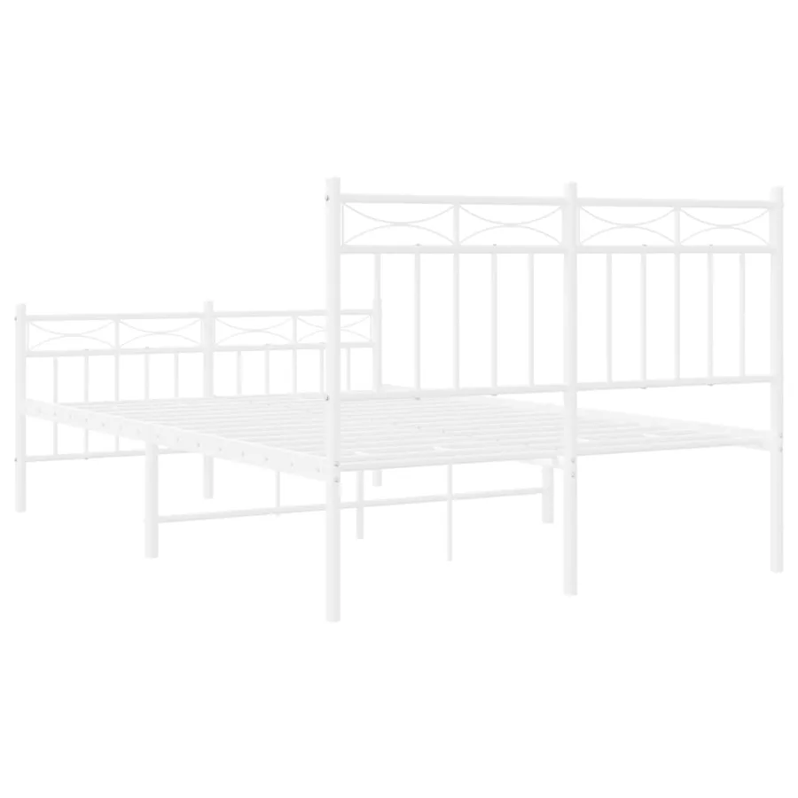 Cadre de lit métal sans matelas et pied de lit blanc 120x190 cm - 7