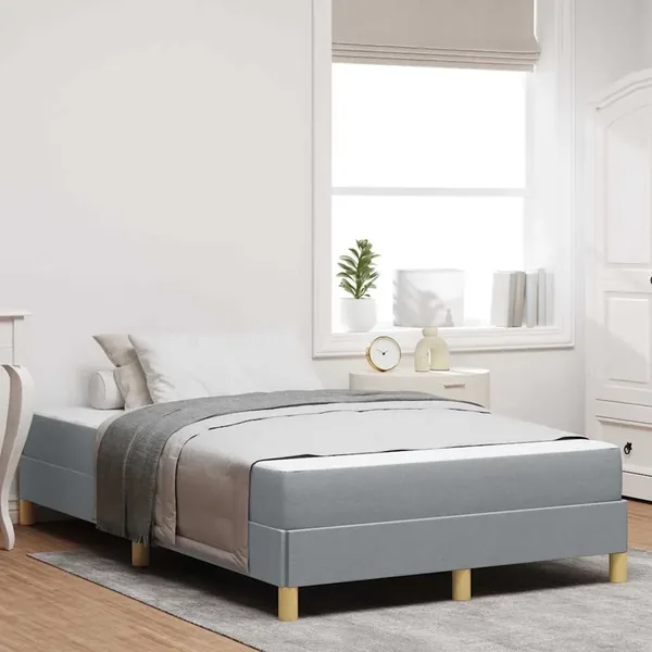 Lit à ressorts avec matelas Gris clair 120 x 200 cm tissu