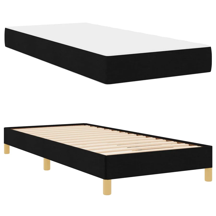 Lit à ressorts avec matelas Noir 80 x 200 cm tissu - 5