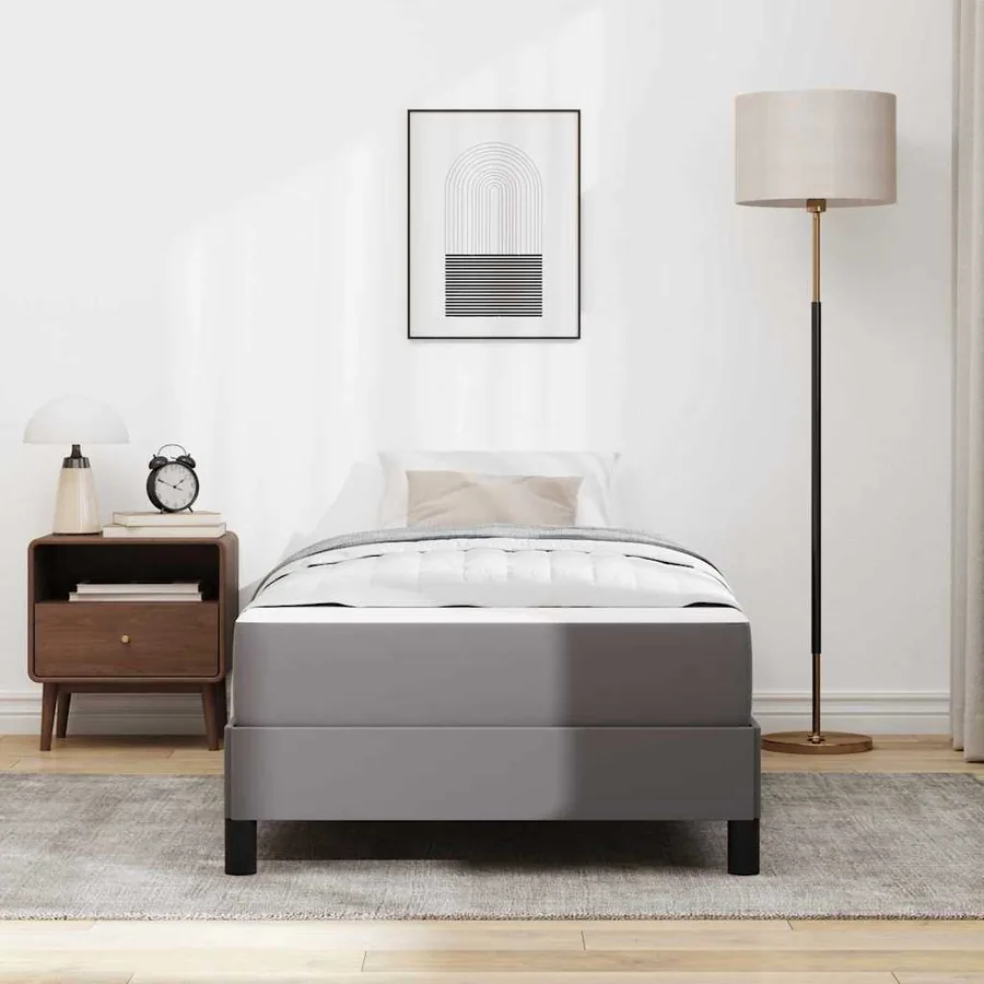 Cadre de lit avec matelas Gris 90 x 190 cm tissu - 3