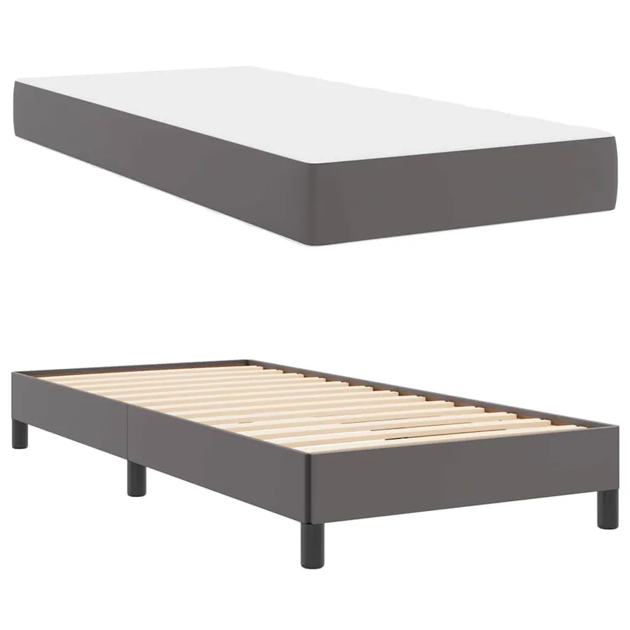 Cadre de lit avec matelas Gris 90 x 190 cm tissu - 6