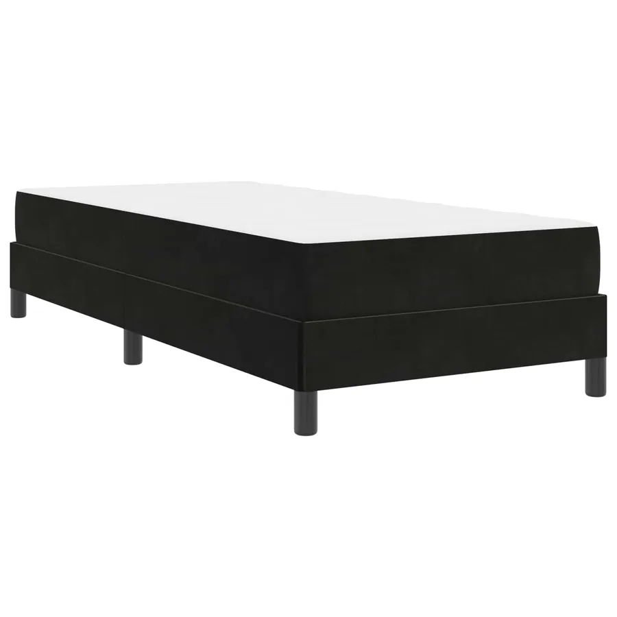 Lit à ressorts avec matelas Noir 90 x 200 cm tissu - 4
