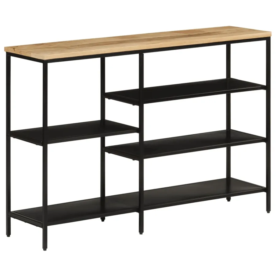 Table console 110x30x75 cm bois de manguier massif brut et fer - 10