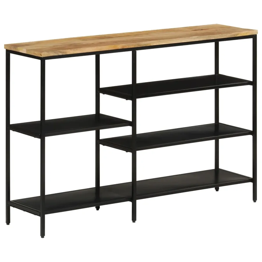 Table console 110x30x75 cm bois de manguier massif brut et fer - 9