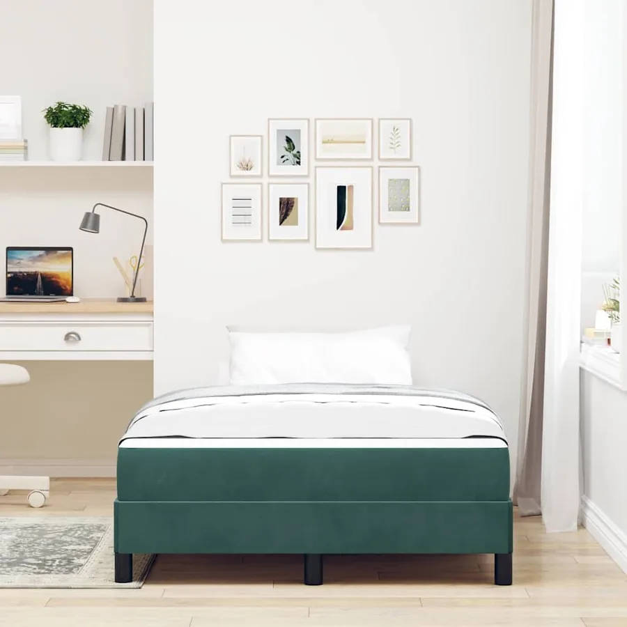Lit à ressorts avec matelas Vert foncé 120 x 220 cm tissu - 3
