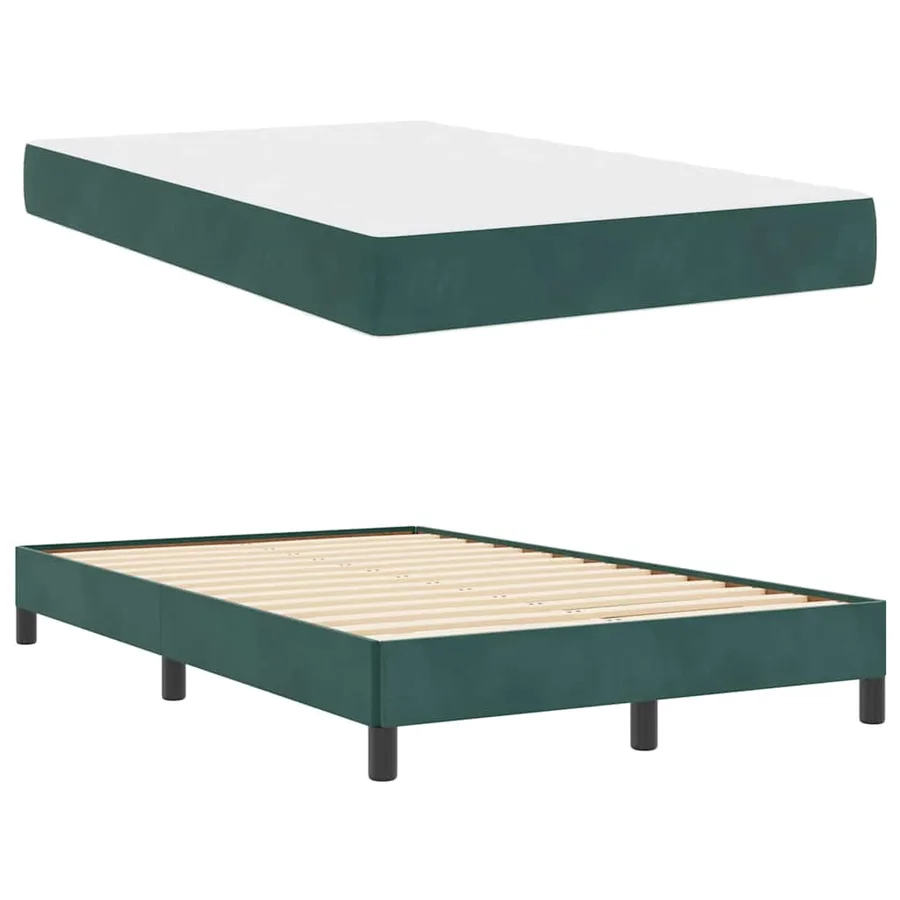 Lit à ressorts avec matelas Vert foncé 120 x 220 cm tissu - 4