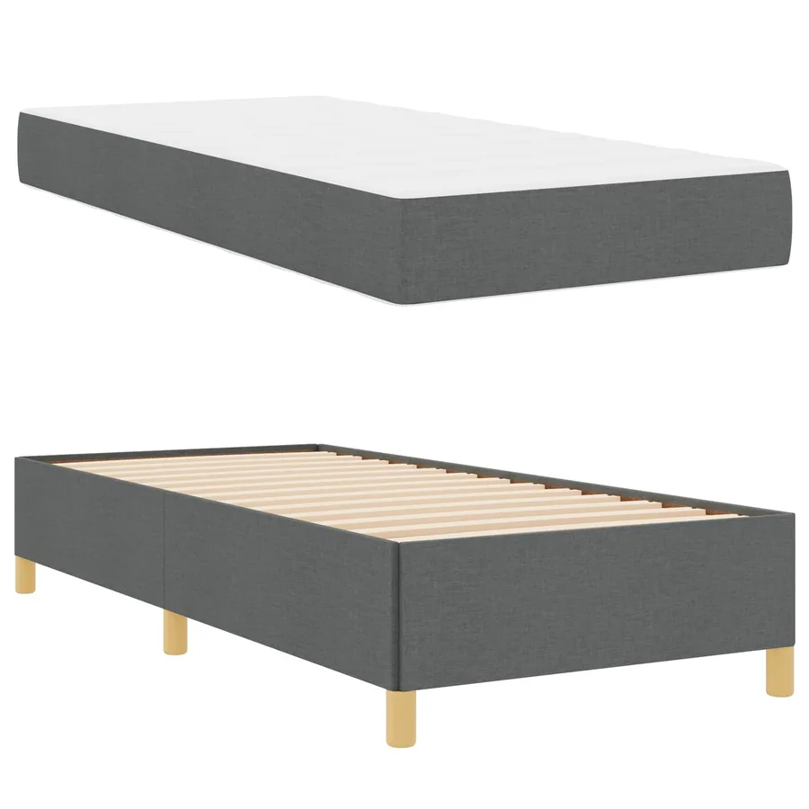 Cadre de lit avec matelas Gris foncé 100 x 200 cm tissu - 5