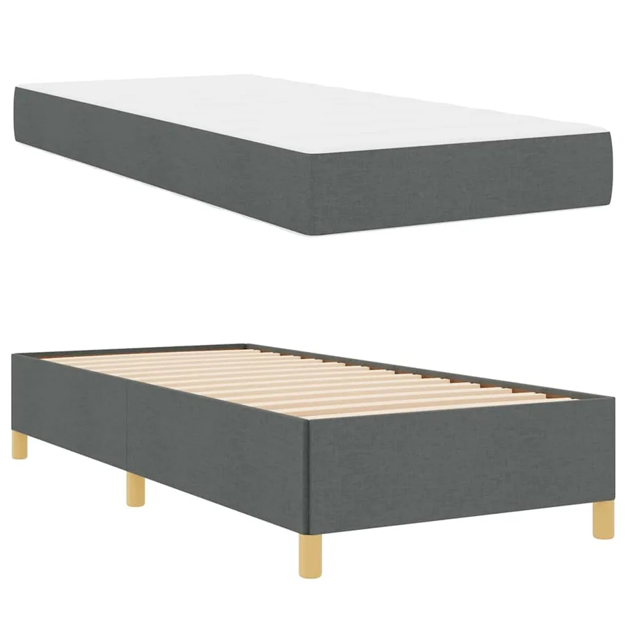 Cadre de lit avec matelas Gris foncé 100 x 200 cm tissu - 6