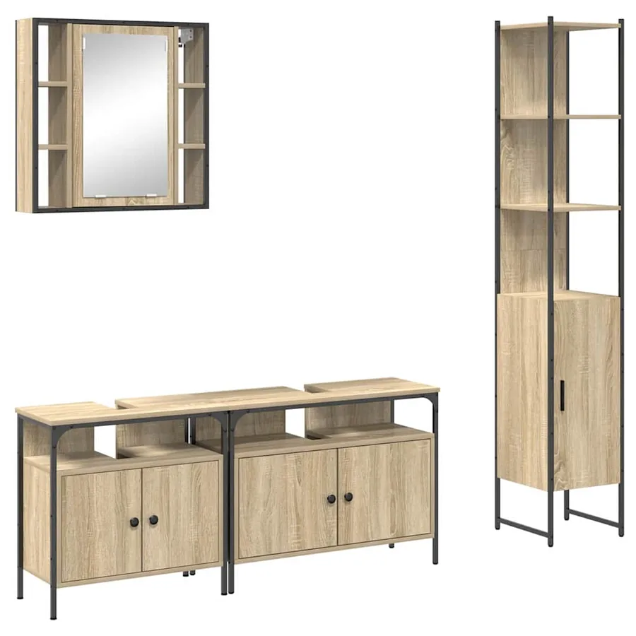 Ensemble de mobilier de salle de bain 4 pcs Chêne Sonoma - 2